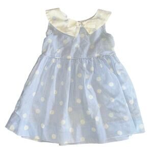 Precious originals Vintage sleeveless blue and white polkadot 2T dress
